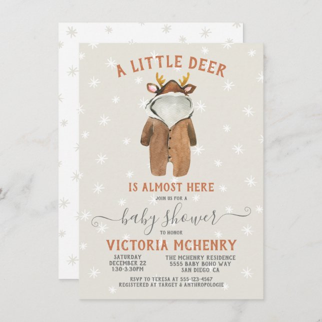 Invitación Pequeños Navidades de renos en Baby Shower (Anverso / Reverso)