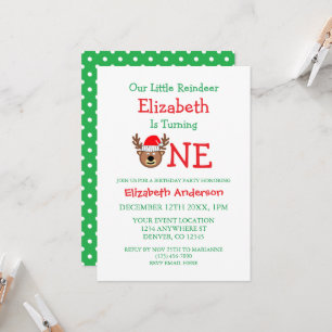 Invitación Pequeños Navidades de renos en primer cumpleaños