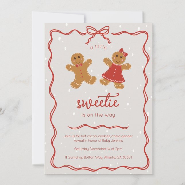 Invitación Pequeños Navidades dulces género revelan invitació (Anverso)