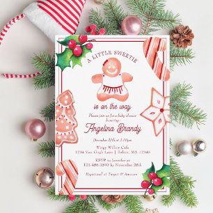 Invitación Pequeños Navidades dulces Gingerbread Baby Shower