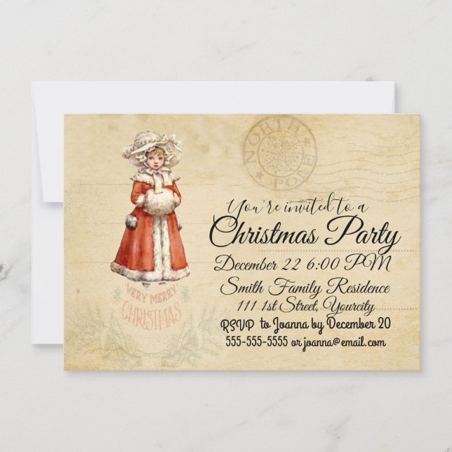 Invitación Pequeños Navidades Personalizados de Caroleros de  (Anverso)