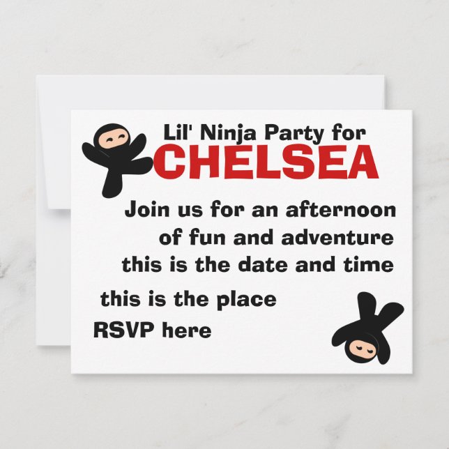 Invitación Pequeños Ninjas (Anverso)