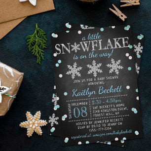Invitación Pequeños niños con copo de nieve en Baby Shower