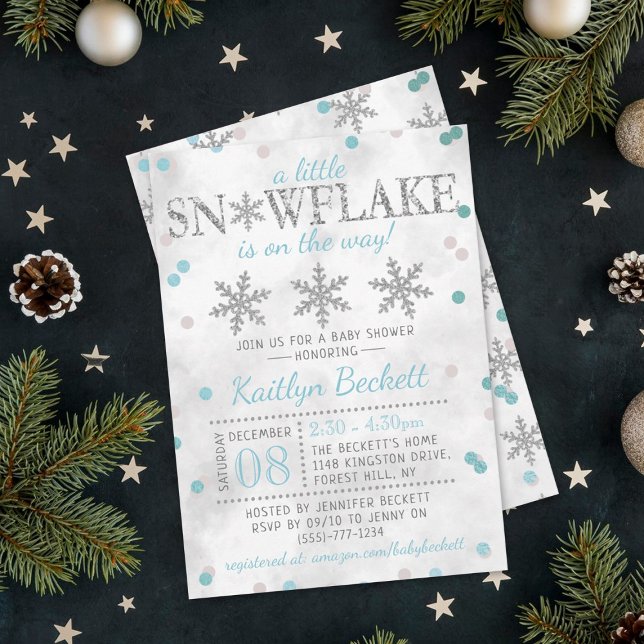 Invitación Pequeños niños con copo de nieve en Baby Shower (Subido por el creador)