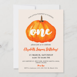 Invitación Pequeños niños con temática de calabaza Cuta Fiest