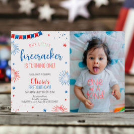 Invitación Pequeños niños de Firecracker foto de Fiesta de cu