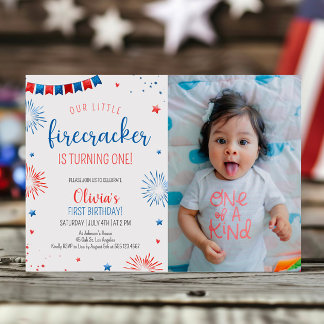 Invitación Pequeños niños de Firecracker foto de Fiesta de cu