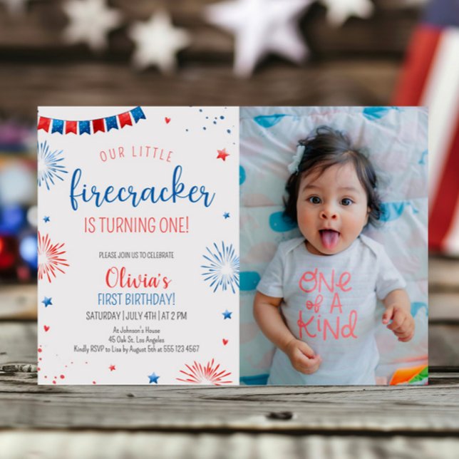 Invitación Pequeños niños de Firecracker foto de Fiesta de cu (Subido por el creador)
