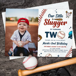Invitación Pequeños niños de lugre beisbol foto de cumpleaños