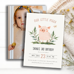 Invitación Pequeños niños pequeños de cerditos de la granja C
