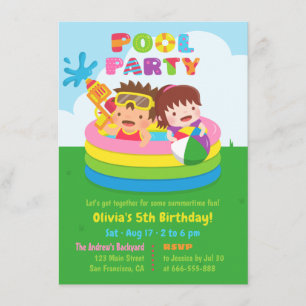 Invitación Pequeños niños pequeños fiesta de cumpleaños infla