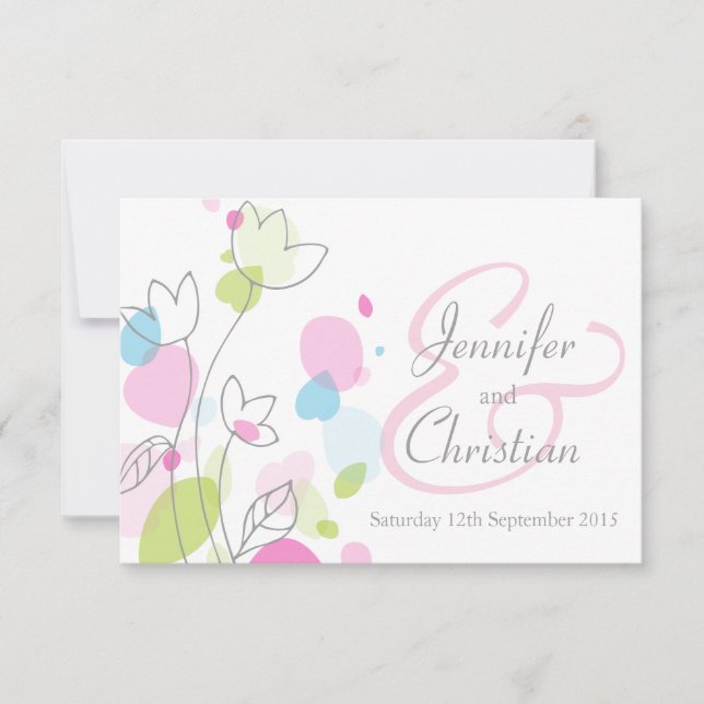 Invitación Pequeños pétalos de flores modernas gráficos invit (Anverso)