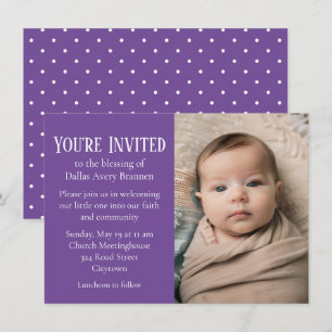 Invitación Pequeños puntos blancos en la bendición del bebé d