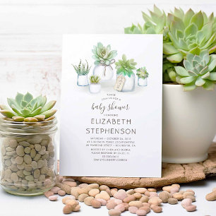 Invitación Pequeños Sucultores Mason Jars Rustic Baby Shower