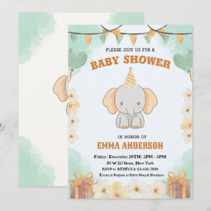 Invitación Pequeños sueños de maní - Baby Shower de elefantes