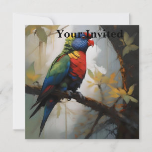 Invitación Perca colorida: Un lucioperca arcoiris en el árbol