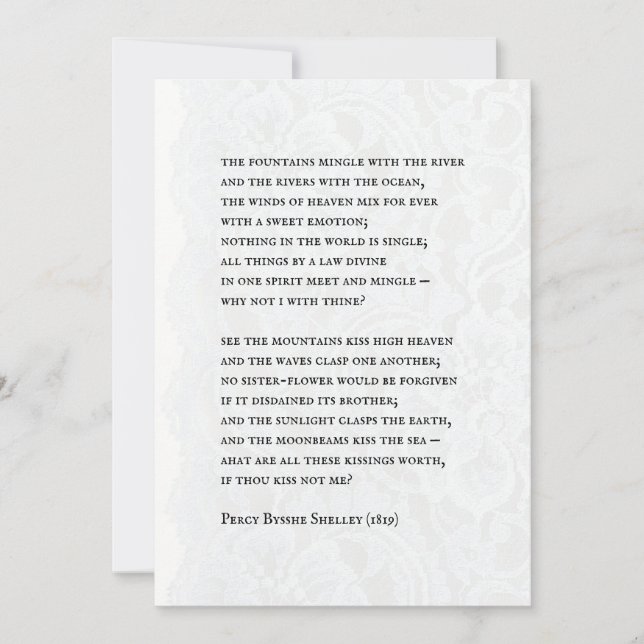 Invitación Percy - Romantic Poem Wedding Invitation (Anverso)