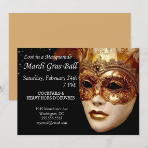 Invitación Perdido En Una Pelota De Mascaradas, Fiesta Del Ma