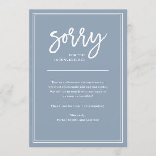 Invitación Perdón por las molestias  Cancelación o aplazamien