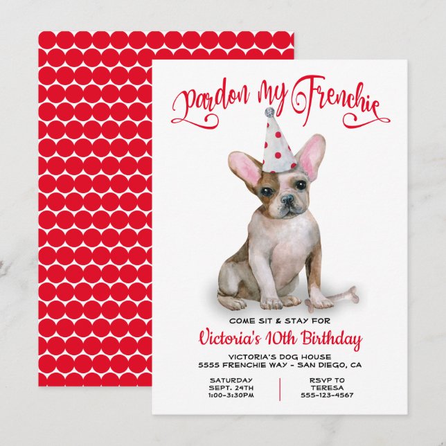 Invitación Perdón por mi fiesta francesa de cumpleaños de Bul (Anverso / Reverso)
