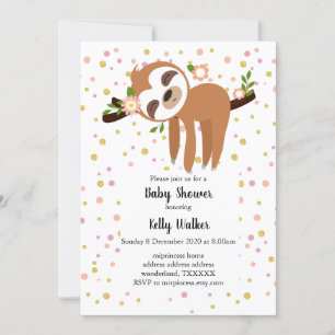 Invitación pereza, perezoso lindo, ilustracion animal