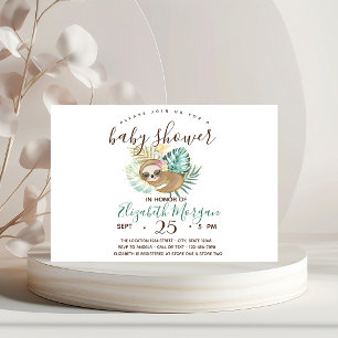 Invitación Perezoso Durmiendo,Palma, Lunares Baby Shower  