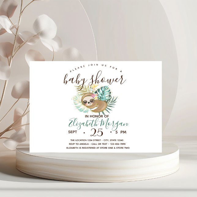 Invitación Perezoso Durmiendo,Palma, Lunares Baby Shower   (Subido por el creador)