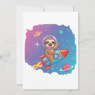 Invitación Perezoso espacial en cohete – Vector de dibujos an