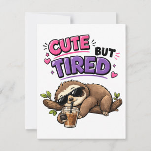 Invitación Perezoso lindo pero cansado con café con hielo