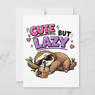 Invitación Perezoso lindo pero perezoso con café helado