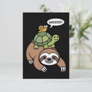 Invitación Perezoso Tortuga Caracol Animal a Cuestas Corriend