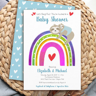Invitación Perezosos Niño Fiesta de Bebé Boho Arcoíris Lindo