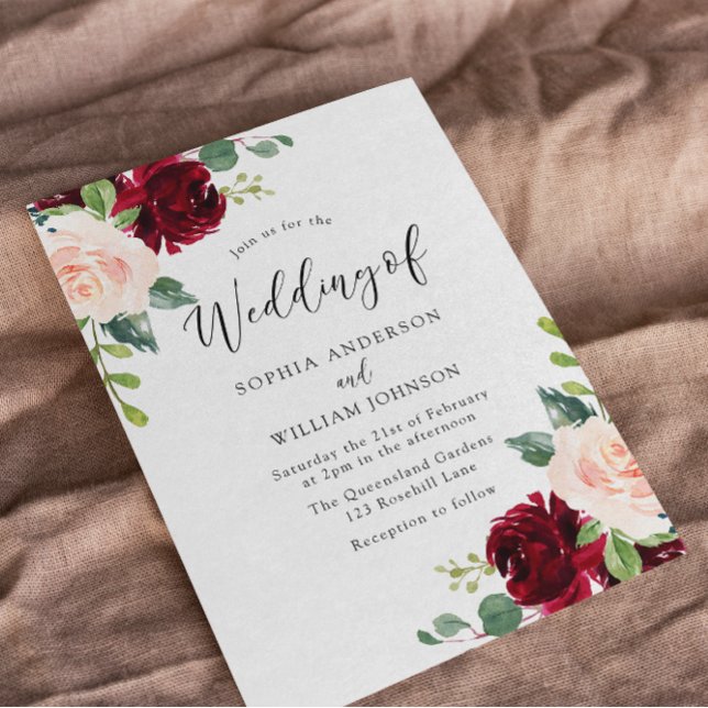 Invitación Perfección de Rubor: Boda Floral acuarela (Subido por el creador)