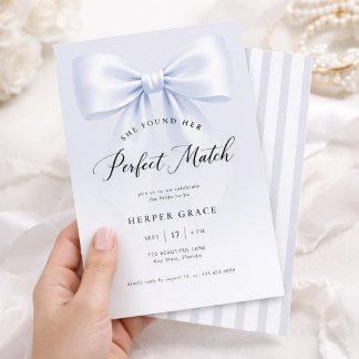 Invitación Perfect Match Elegant Bow Stripe Bridal Shower