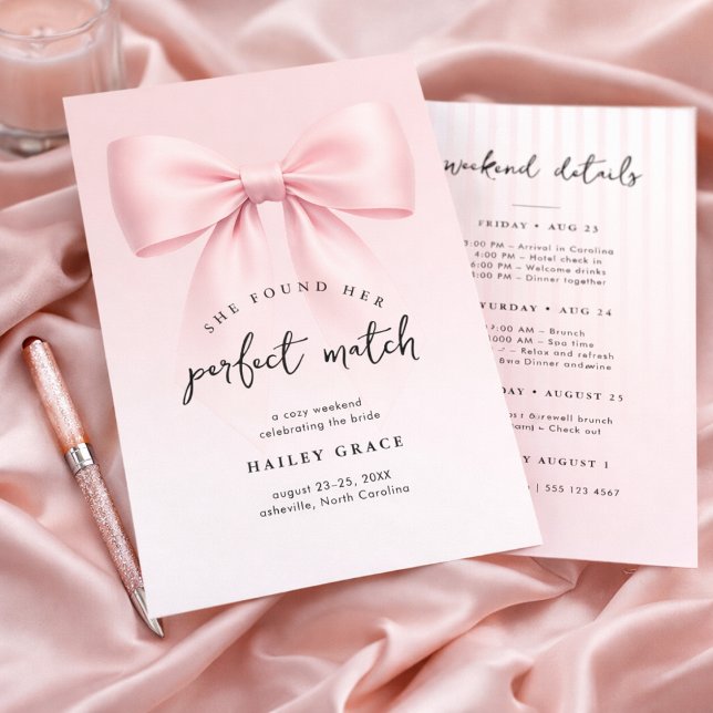 Invitación Perfect Match Elegant Minimal Bachelorette Weekend (Subido por el creador)