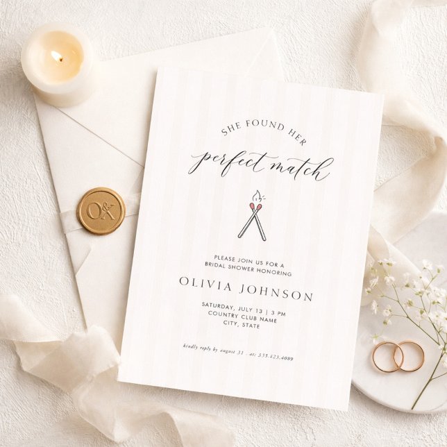 Invitación Perfect Match Elegant Modern Stripe Bridal Shower (Subido por el creador)