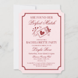 Invitación Perfect Match Made in Heaven Pink Bachelorette