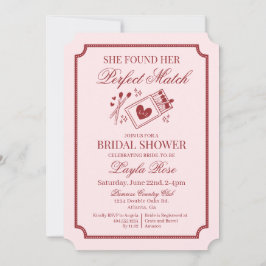 Invitación Perfect Match Made in Heaven Pink Bridal Shower