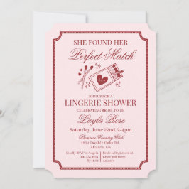 Invitación Perfect Match Made in Heaven Pink Lingerie Shower