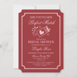 Invitación Perfect Match Made in Heaven Red Bridal Shower