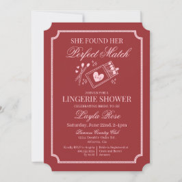 Invitación Perfect Match Made in Heaven Red Lingerie Shower