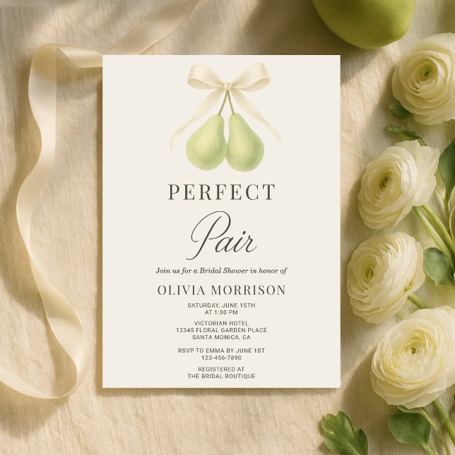 Invitación Perfect Pair Coquette Bow Bridal Shower (Subido por el creador)
