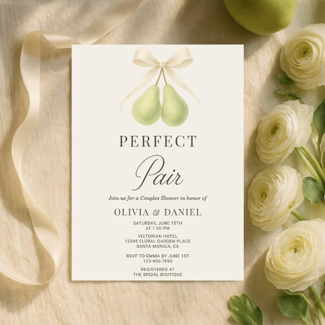 Invitación Perfect Pair Coquette Bow Couples Shower (Subido por el creador)