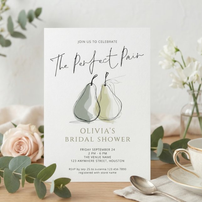Invitación Perfect Pair Doodle Pears  Bridal Shower (Subido por el creador)