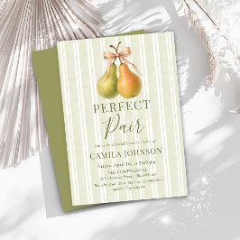 Invitación  Perfect Pair Green Pear Bridal Shower Invitation