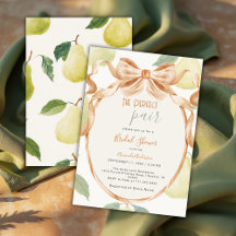 Perfect Pair Pear Vintage Bow Border Bridal Shower