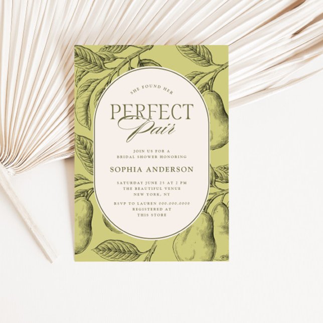 Invitación Perfect Pair Vintage Pear Bridal Shower (Subido por el creador)