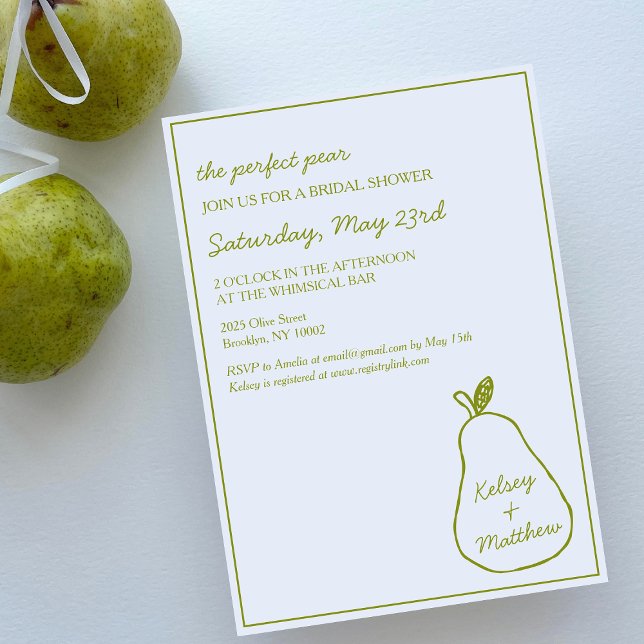Invitación "Perfect Pear" Mano caprichosa deslumbrada ducha d (Subido por el creador)