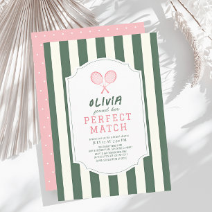 Invitación Perfecta coincidencia Tennis Green Stripes Bridal 