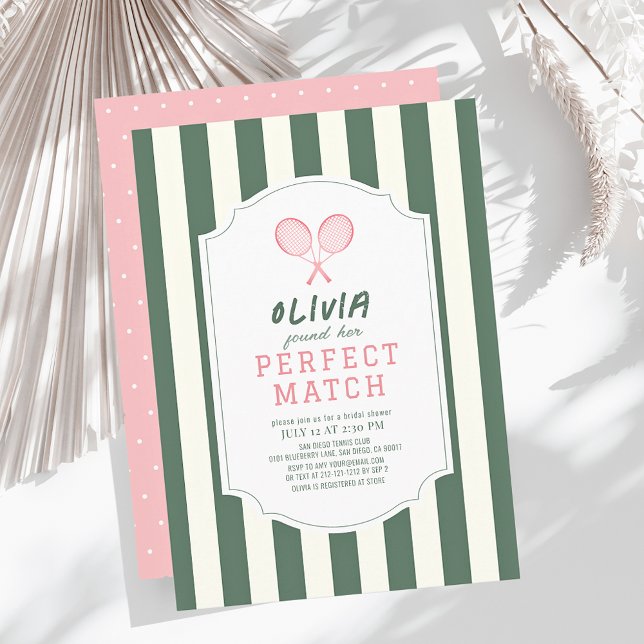 Invitación Perfecta coincidencia Tennis Green Stripes Bridal  (Subido por el creador)